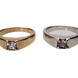 Silver, gold plated Cubic Zirconia Rings Christmas gift